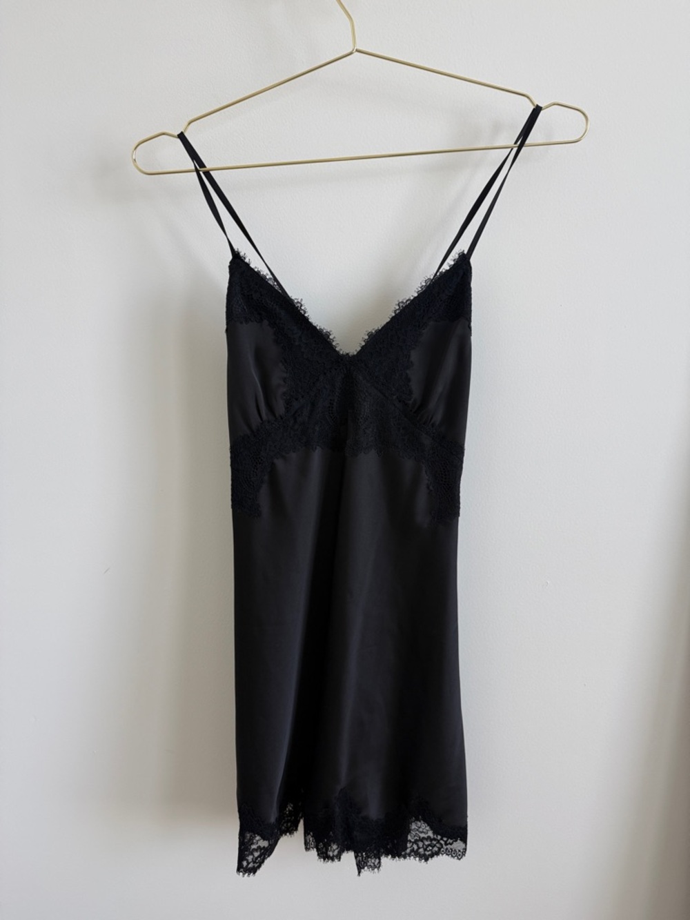 Abercrombie & Fitch Black Satin Lace Chemise